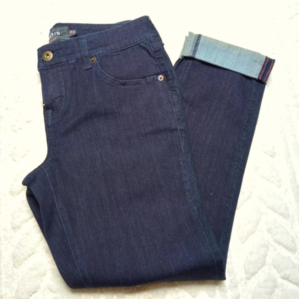 Torrid Dark Wash Cropped Jeans with Cuffed Hem